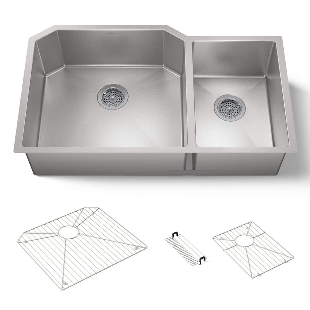KOHLER Strive Undermount Stainless Steel 36 in. Double Bowl
