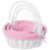 Vintiquewise White Round Willow Gift Basket with Pink and White