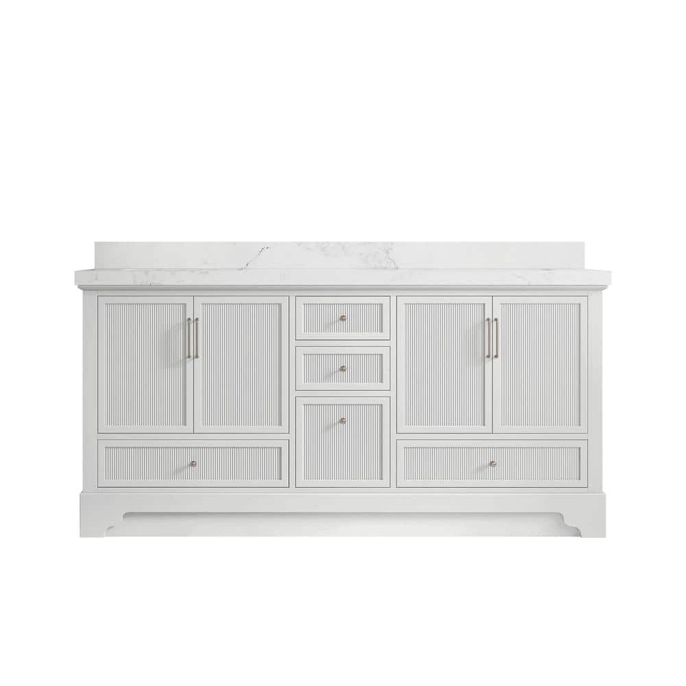 "Alys 72 in. W x 22 in. D x 36 in. H Double Sink Bath Vanity in White with 2"" Calacatta Nuvo Quartz Top" price history on PriceWatchPro