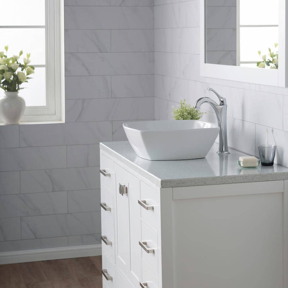 16.5 Inch White Ceramic Square Vessel Sink