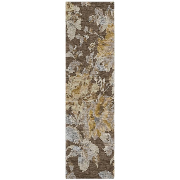 Chantille Machine Washable Indoor/Outdoor Abstract ACN3063 Chocolate 2 ft. x 7 ft. Runner Rug