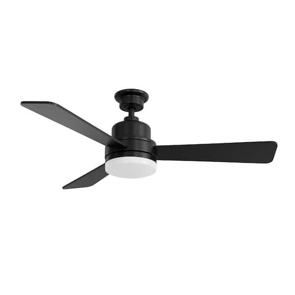 Trevina II 52 in. Indoor Integrated LED Standard Matte Black Modern Downrod Mount Ceiling Fan with Remote