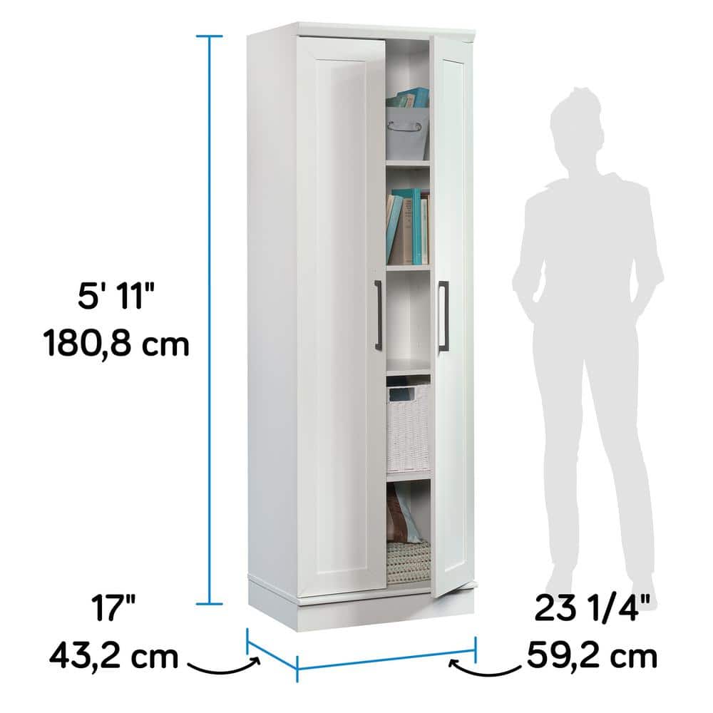 Soft White MDF Lockable Cabinet with 4 Adjustable Shelves