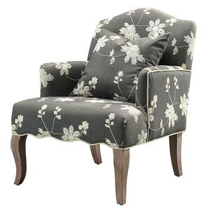 Gray Floral Polyester Arm Chair