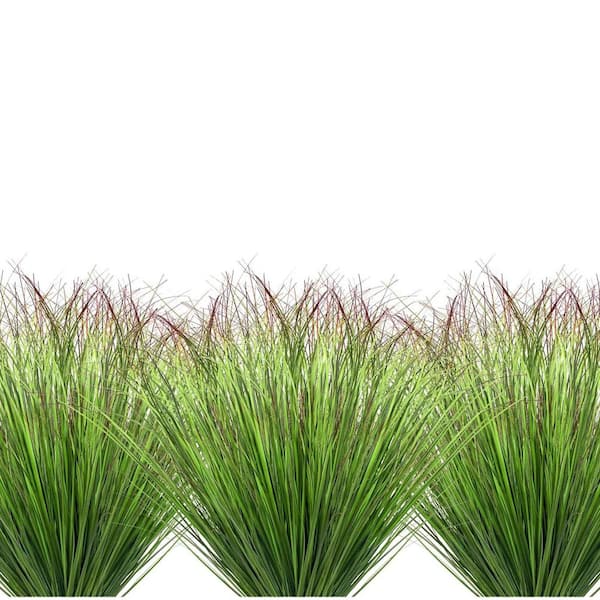 2 in. 20-Pack Artificial Wheat Grass Green and Red Tail UV Resistant Shrub Outdoor Indoor Faux Plant Planter Vase