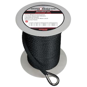 3/8 in. x 150 ft. BoatTector Solid Braid MFP Anchor Line with Thimble in Black