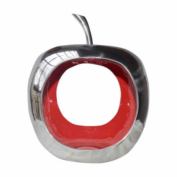 HomeRoots Amelia 11 in. W x 13 in. H x 10 in. D Round Red and Silver Aluminum Bowls