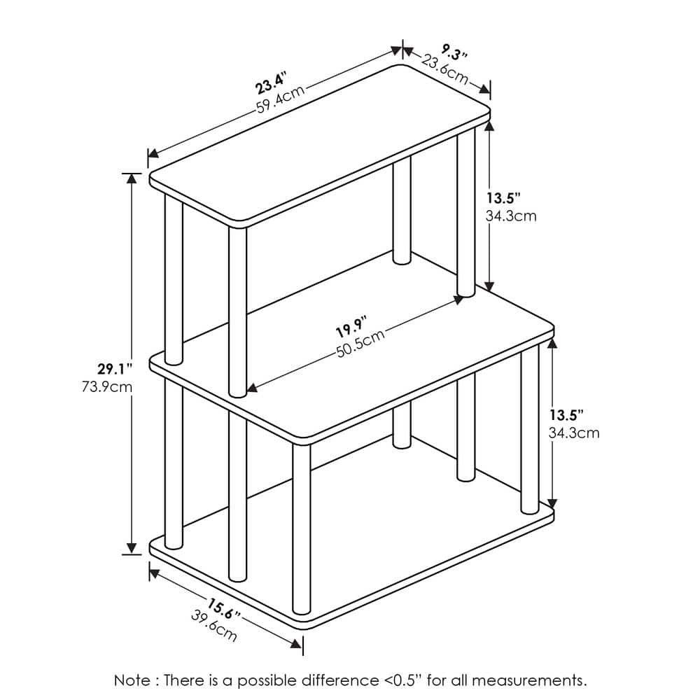 Amber Pine and Black 3-Tier Kitchen Storage Cart with Shelves