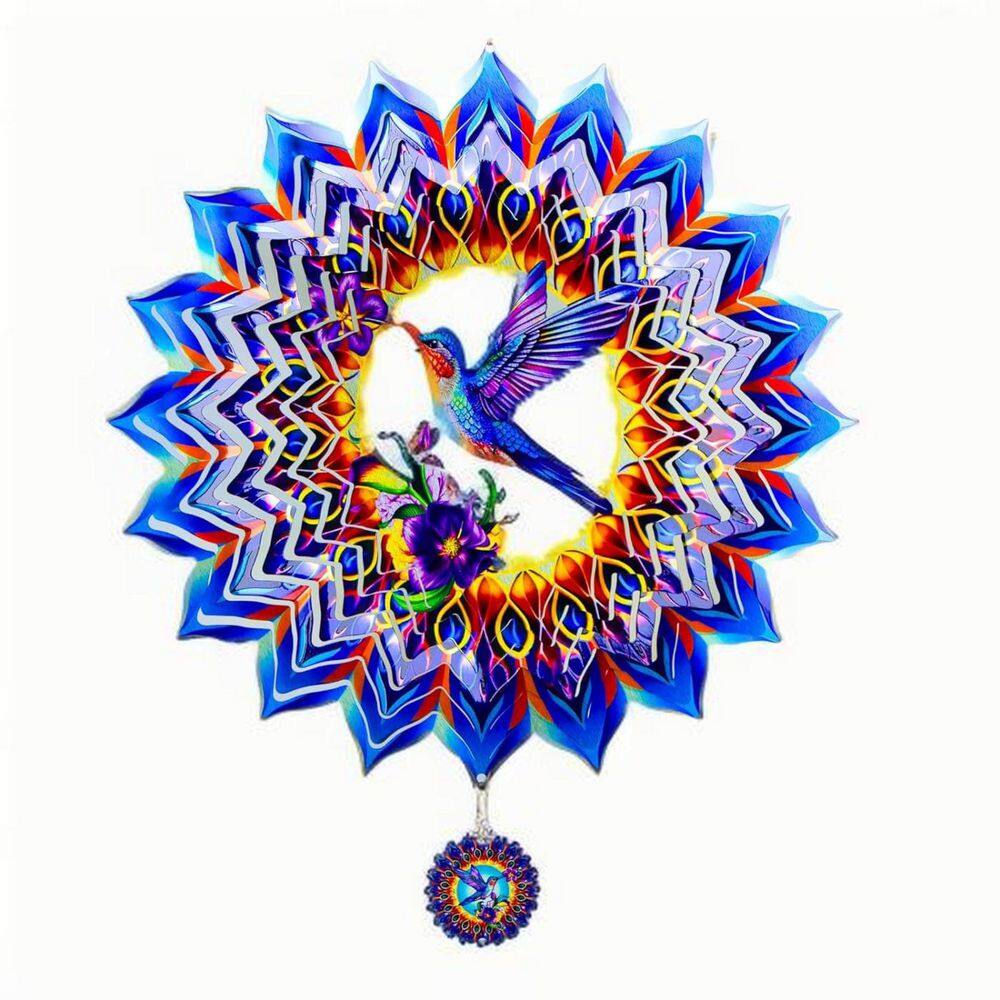 Hummingbird Hanging Wind Spinner Outdoor for Garden Decoration 12 in. 3D Stainless Steel Wind Sculpture (Blue 1-Pack) price history on PriceWatchPro