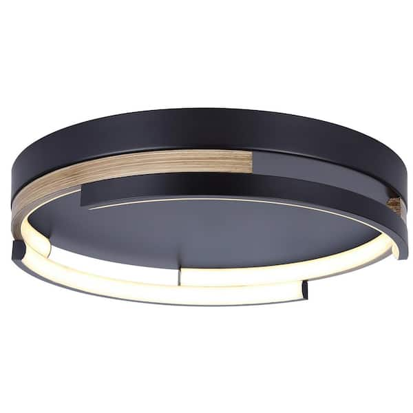 CANARM AZRIA 15 in. 4-Light Integrated LED Matte Black Modern Flush Mount