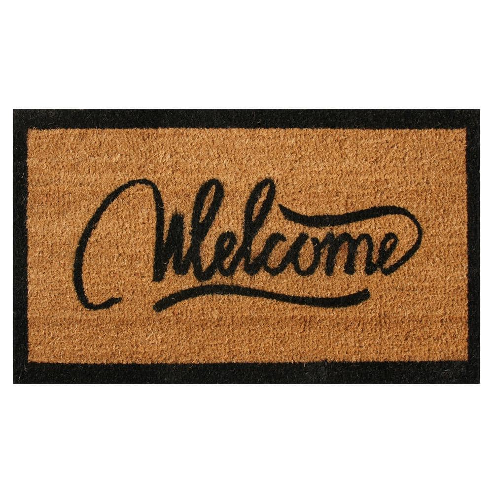 Rubber-Cal Contemporary Welcome Home Mats - 18 x 30 Inches - Natural Coir Matting