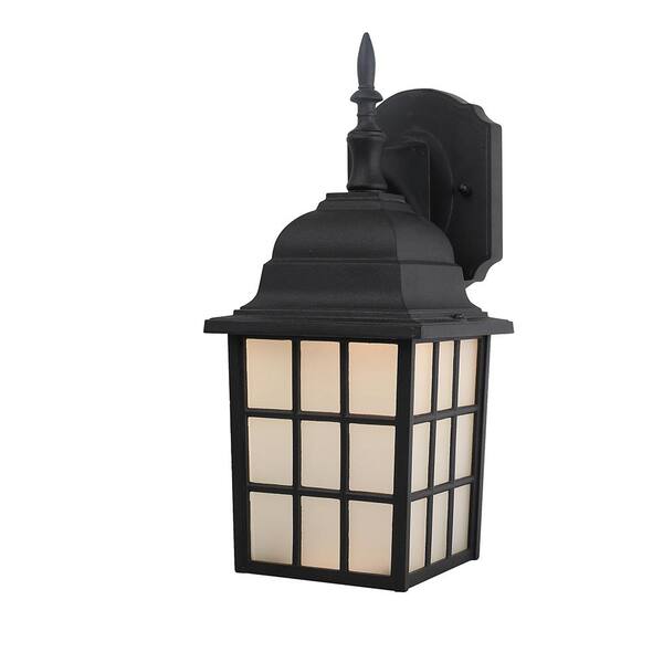 Unbranded Allison Black Outdoor Hardwired Lantern Sconce with Integrated LED