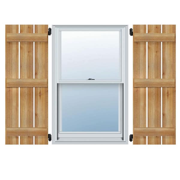 11-1/4" X 60"Timbercraft Rustic Wood Two 5-3/8"Spaced Board and Batten Shutters Rough Sawn Cedar(pair)