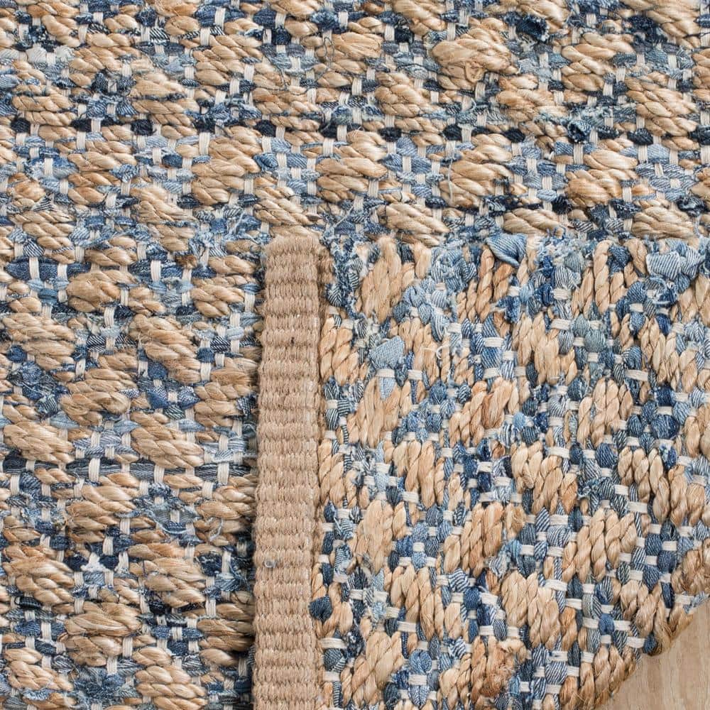 Boho-Chic Blue Geometric Flat-Woven 6' x 9' Reversible Rug