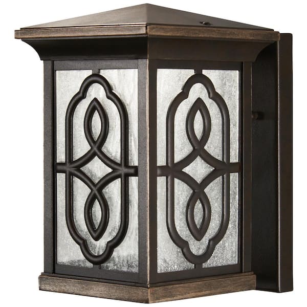the great outdoors by Minka Lavery Seneca Square 9 in. Whisper Bronze Outdoor Integrated LED Wall Mount Lantern