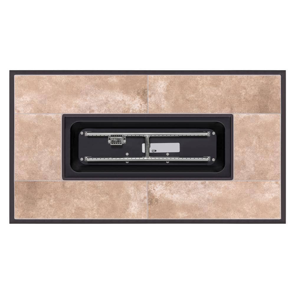 Brown Ceramic Top Gas Fire Pit Table with Wind Guard