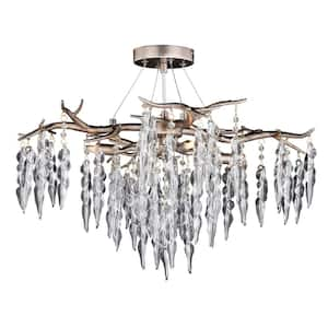 Rainier 24 in. W Crystal Silver Waterfall Semi-Flush Mount Ceiling Light