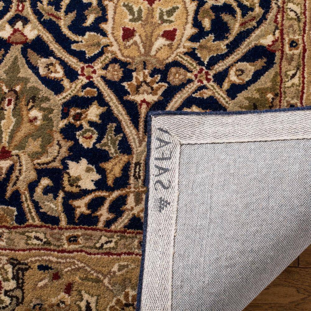 Elegant Persian-Inspired Hand-Tufted Wool Rug in Blue and Gold
