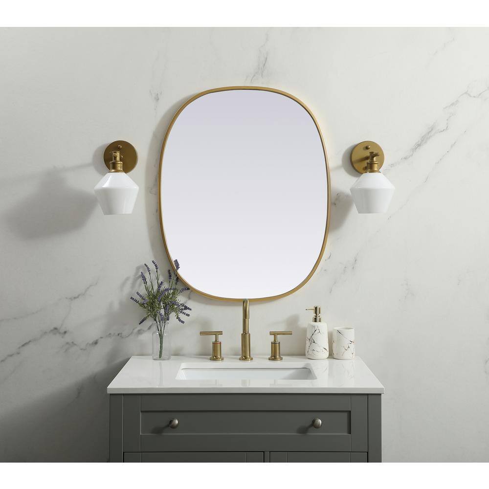 Brass Framed Oval Full Length Bathroom Mirror