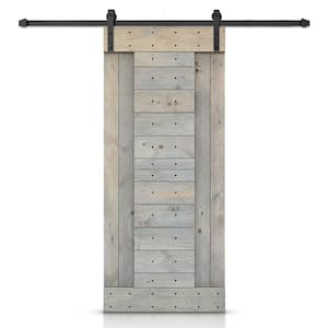 38 in. x 84 in. Smoke Gray Stained DIY Knotty Pine Wood Interior Sliding Barn Door with Hardware Kit