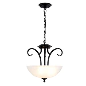 Modern 3-Light Black Pendant Light with White Glass Bowl Shade, No Bulbs Included