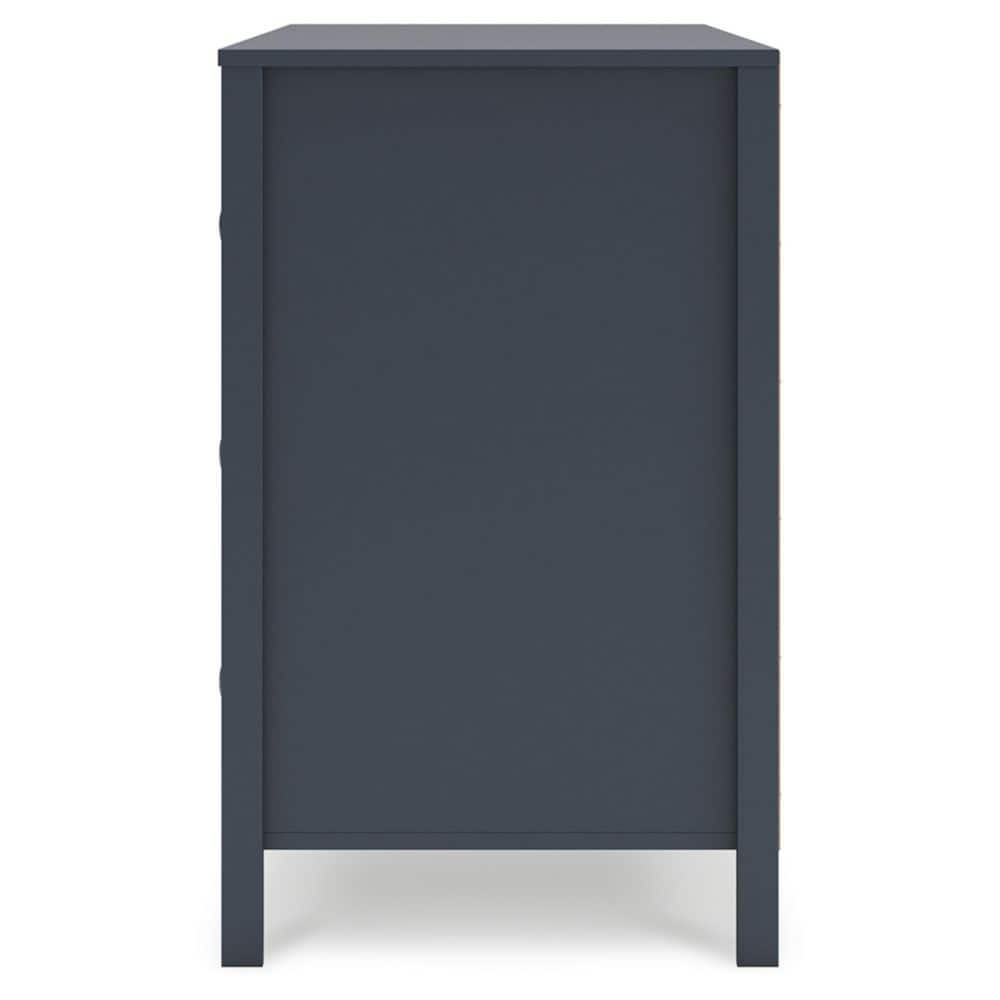 Navy Blue Transitional Six Drawer Dresser with Levelers