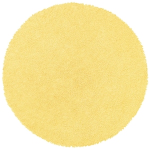 Yellow Shag Chenille Twist 3 ft. x 3 ft. Round Accent Rug