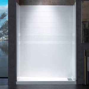 36 in. x 60 in. W x 78 in. H 4-Piece Glue Up Alcove Shower Surrounds in High Gloss White