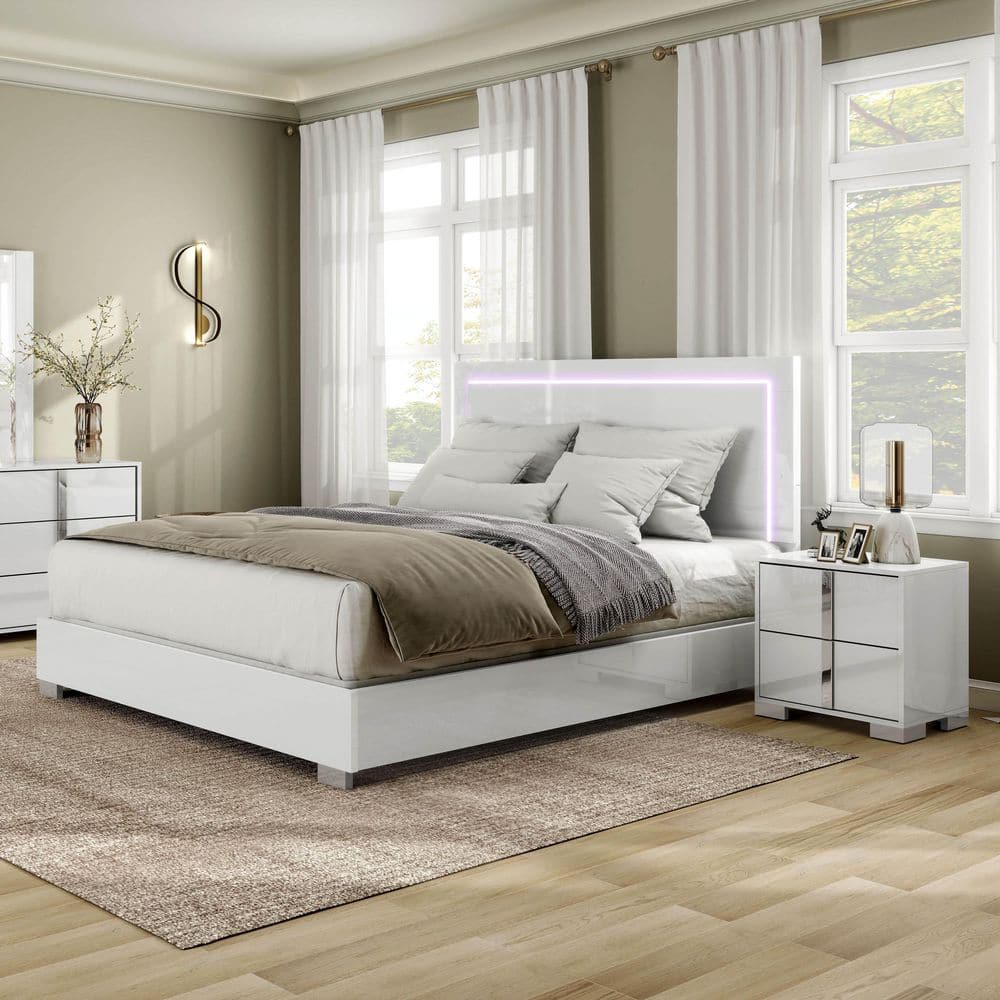 Furniture of America Mesala 2-Piece Contemporary Glossy White Wood ...