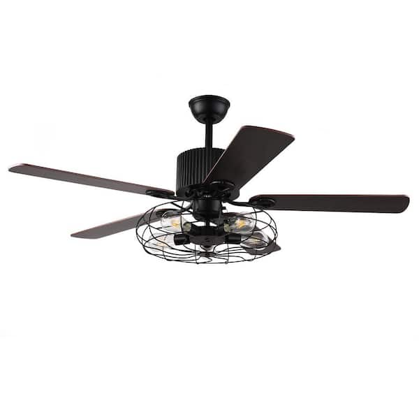 Tropical 52 in Ceiling Fan with LED Light and Remote Control, 5-Blade Iron Glass Fan Lamp for Living Room from Book Lights - price 357.6