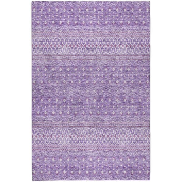 Dream Shag Premium Machine Washable Abstract ADS709 Lavender 3 ft. x 5 ft. Area Rug