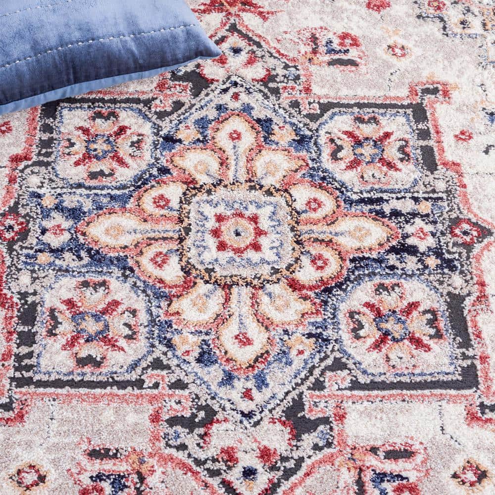 Luna Beige and Black Synthetic Rectangular Area Rug
