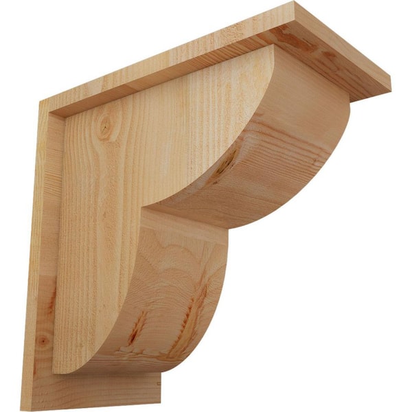 Ekena Millwork 8 in. x 14 in. x 14 in. Douglas Fir Crestline Rough Sawn Corbel with Backplate