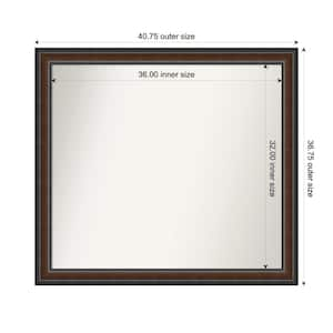 Cyprus Walnut 40.75 in. x 36.75 in. Custom Non-Beveled Wood Framed Bathroom Vantiy Wall Mirror