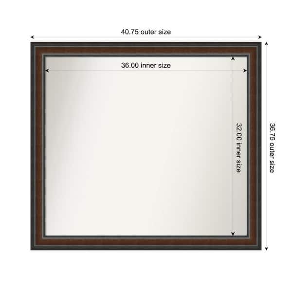 Amanti Art Cyprus Walnut 40.75 in. x 36.75 in. Custom Non-Beveled Wood Framed Bathroom Vantiy Wall Mirror