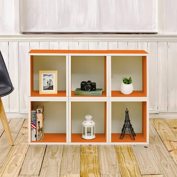 Way Basics Valencia 6 Cubes zBoard  Stackable Modular Storage Cubby Organizer, Tool-Free Assembly Storage in Orange