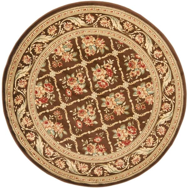 SAFAVIEH Lyndhurst Brown 5 ft. x 5 ft. Round Border Area Rug
