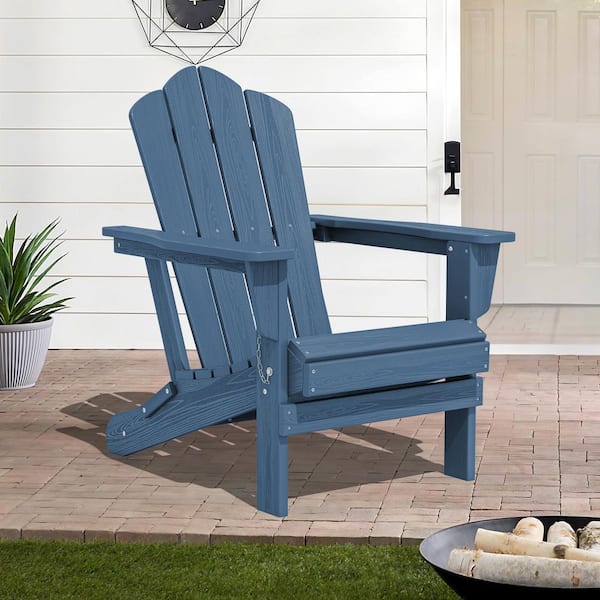 JEAREY Navy Blue Folding HDPE Outdoor Patio Plastic Adirondack