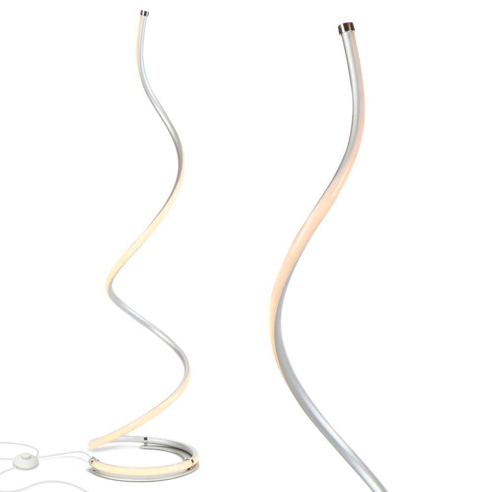 Platinum Silver Adjustable 38" LED Floor Lamp with 3-Way Switch