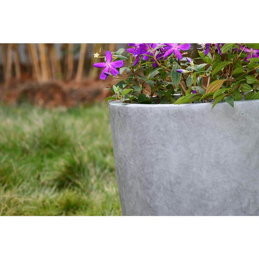 16.93" Natural Concrete Round Lightweight Outdoor Planter