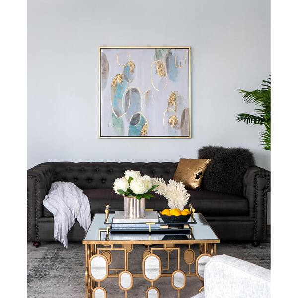 Vsmile Modern Oil Painting Handcrafted Square Golden Framed Canvas