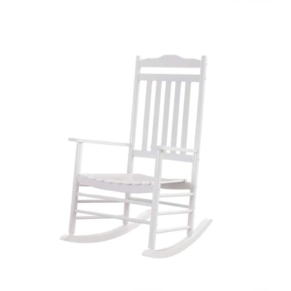 BplusZ White Wood Outdoor Rocking Chair Porch Patio Indoor Rocker KD ...