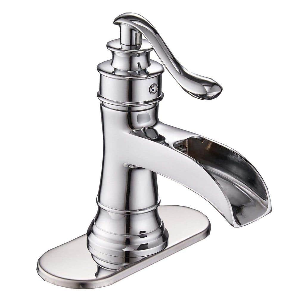 Single Handle Single Hole Waterfall Bathroom Faucet with Deck Plate Include