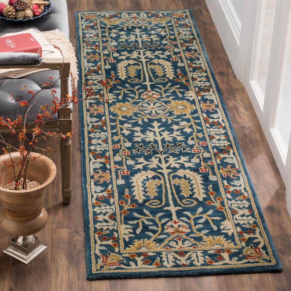 Antiquity Hand-Tufted Dark Blue Area Rug