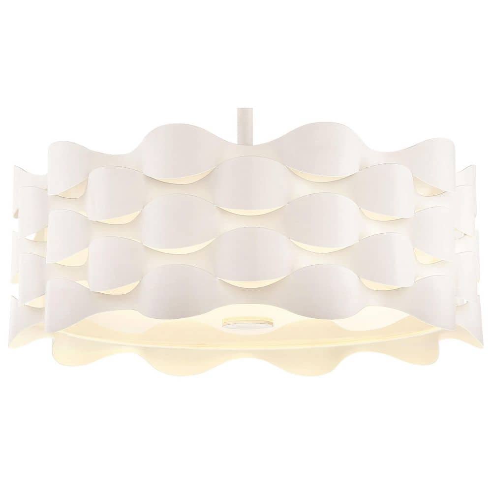 Sand White Coastal Drum LED Flush Mount with Fabric Shade