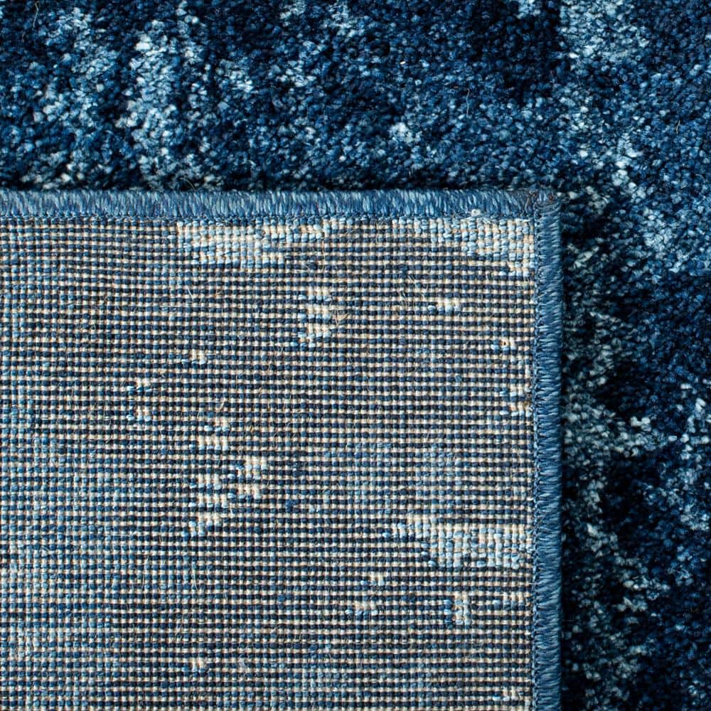 Navy Blue Abstract Shag Synthetic Area Rug