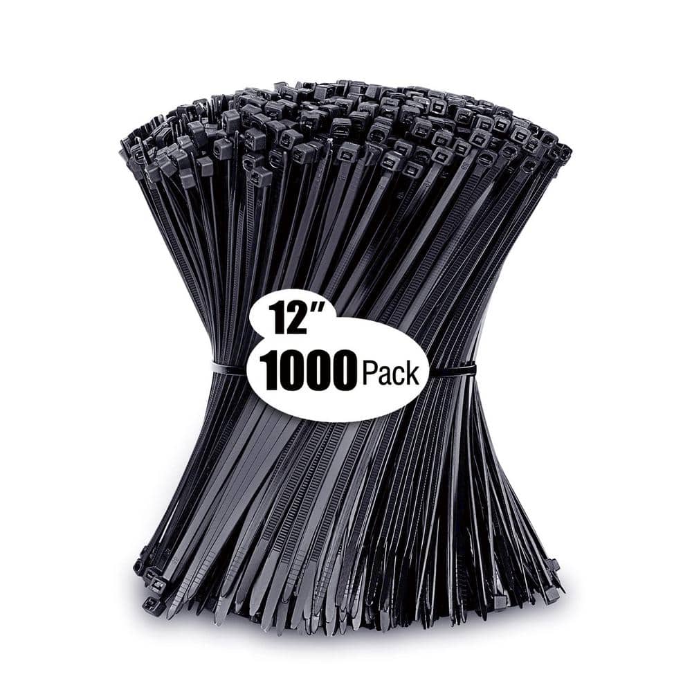 12 in. Black Zip Ties, 50 lbs. Tensile Strength for indoor and outdoor by Karoka (1000-Pack) price history on PriceWatchPro