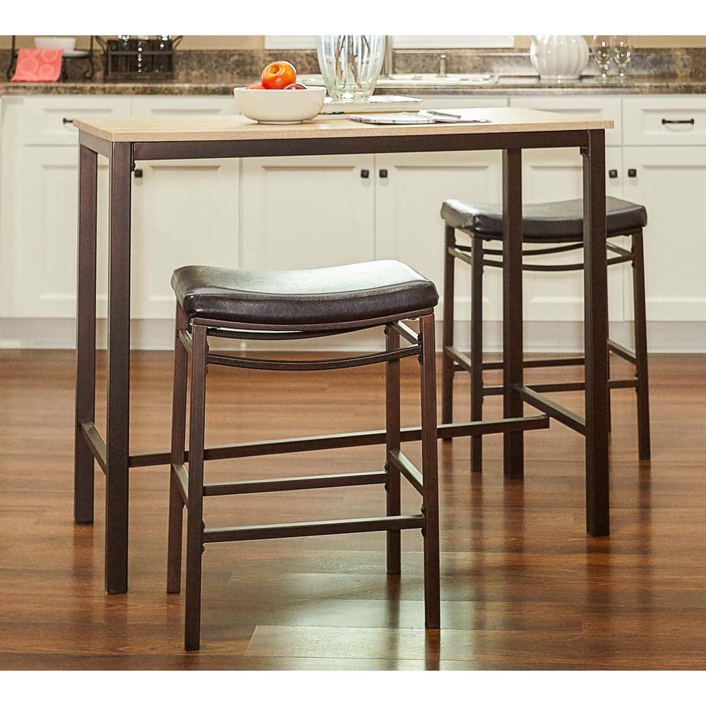Rustic Blonde and Black 3-Piece Pub Dining Set