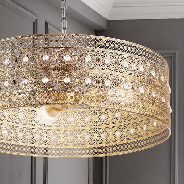 Brianna 3-Light Chandelier with Brass and Crystal Shade