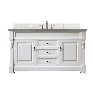 Brookfield 60 in. W x 23.5 in. D x 34.3 in. H Single Bathroom Vanity in Bright White with Quartz Top in Grey Expo